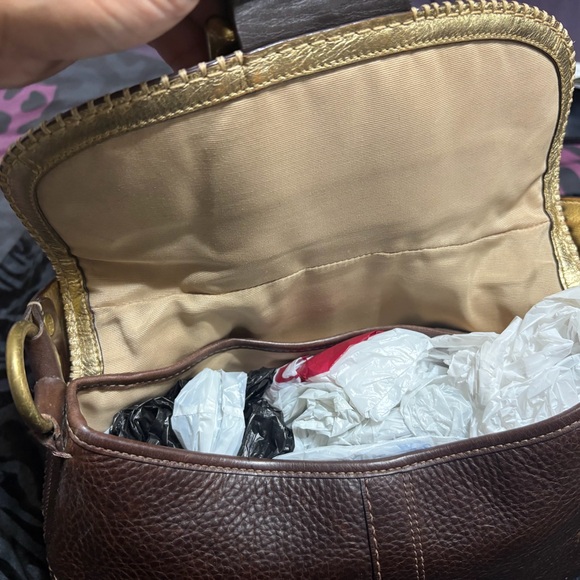 Leather Brown Shoulder Bag with Buckle Detail